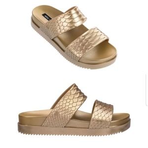 Melissa + Baja East Gold Cosmic Python Sandals